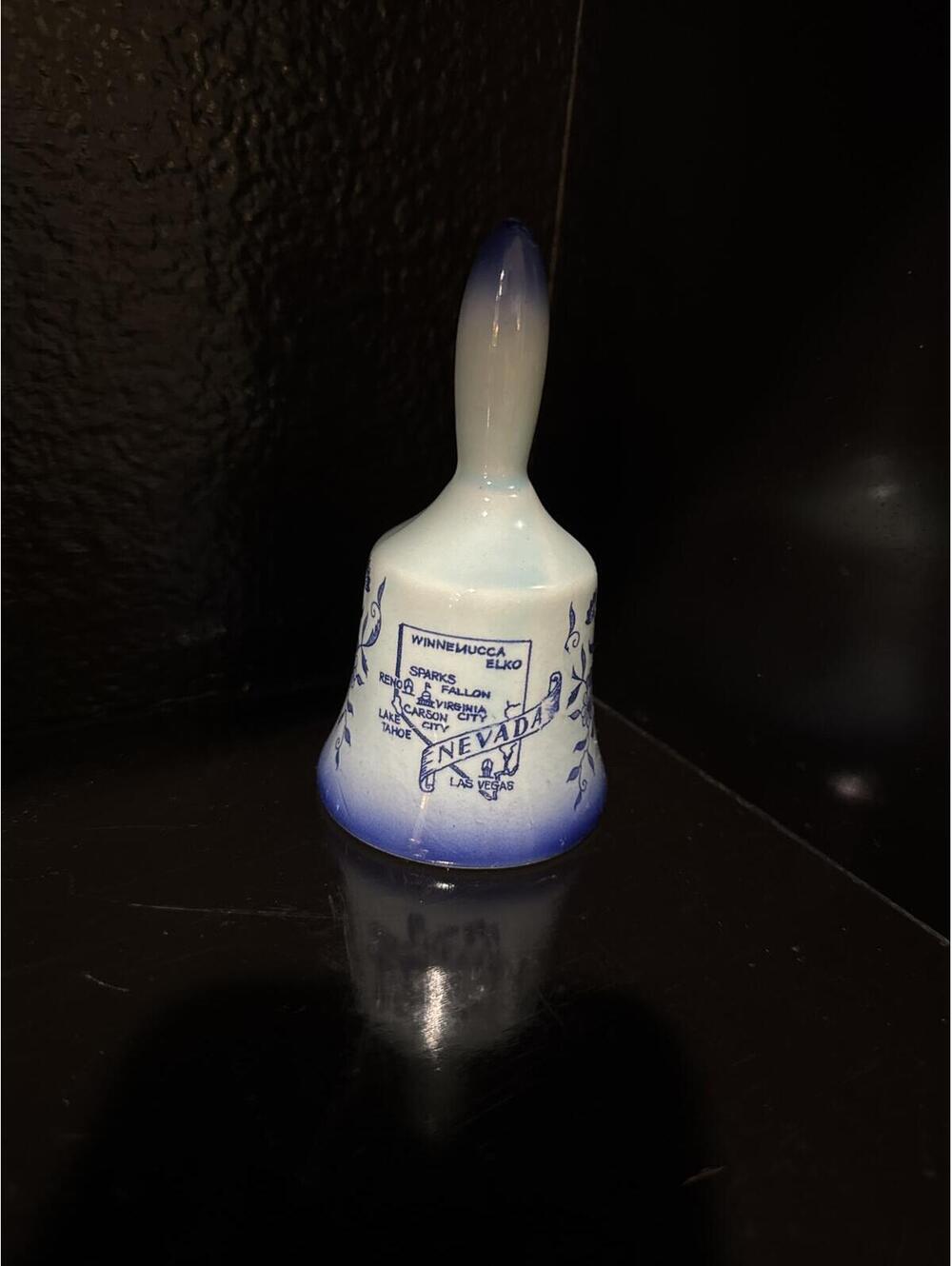 Vintage Hand-Painted Ceramic Bell with Nevada Design